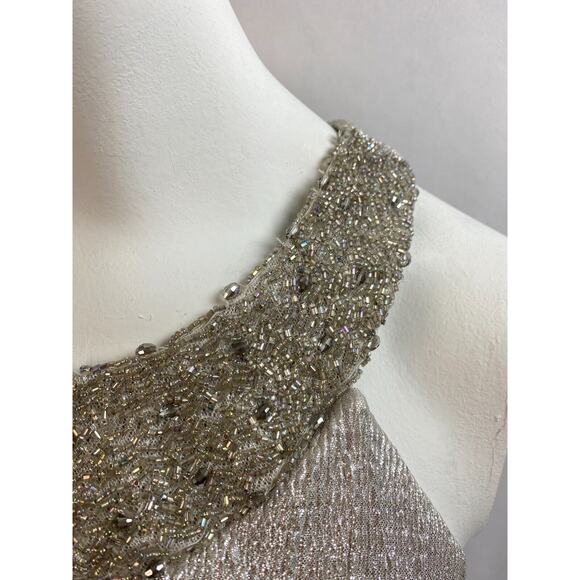 NWT! Cachet Beaded Silver Taupe Cocktail Dress 6 - Picture 3 of 8